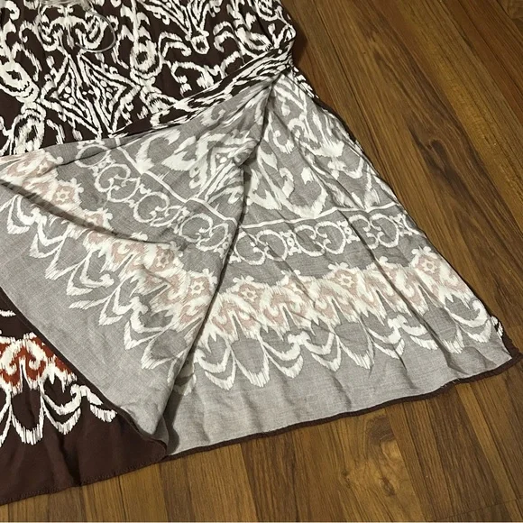 MSK Brown Printed Maxi Dress Lightweight Rayon - Picture 6 of 9